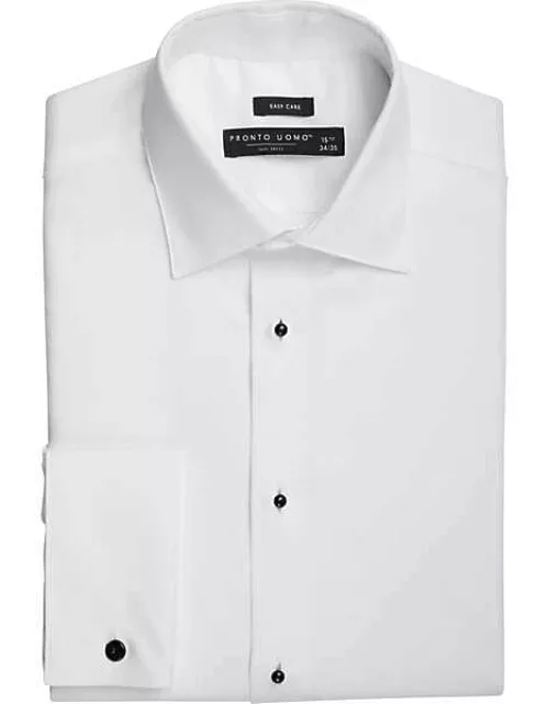 Pronto Uomo Men's Modern Fit French Cuff Tuxedo Formal Shirt Tuxedo White