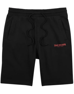 True Religion Black Logo-print Cotton Shorts