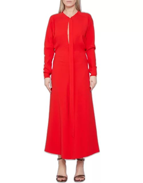 Updated Dolman-Sleeve Midi Dress, Red