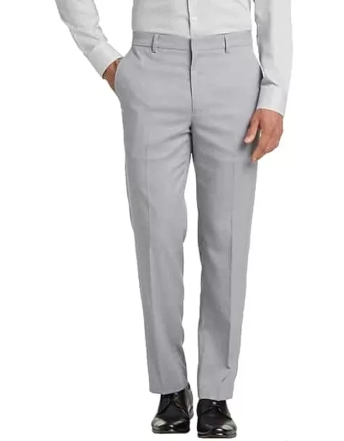 Awearness Kenneth Cole Men's Modern Fit Stretch Waistband Dress Pants Light Gray Solid