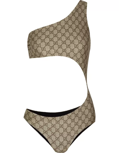 Gucci GG-monogrammed Cut-out Swimsuit - Brown