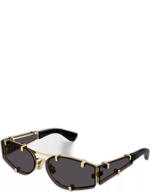 Clip-On Embellished Oval Metal & Nylon Sunglasse
