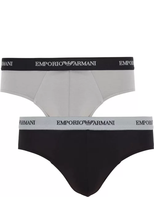 Emporio Armani Stretch-cotton Briefs - Set Of Two - Black