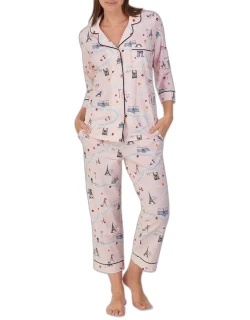 Cropped Printed Poplin Pajama Set
