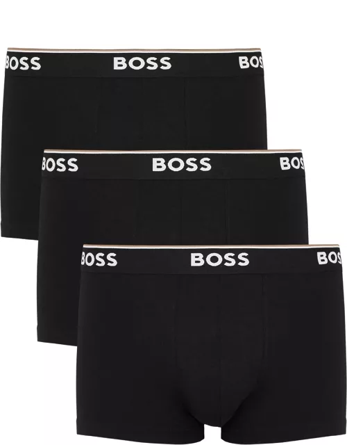 Boss Black Stretch-cotton Boxer Trunks - Set Of Three