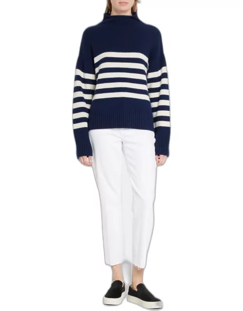 The Lucca Striped Merino Wool-Cashmere Sweater