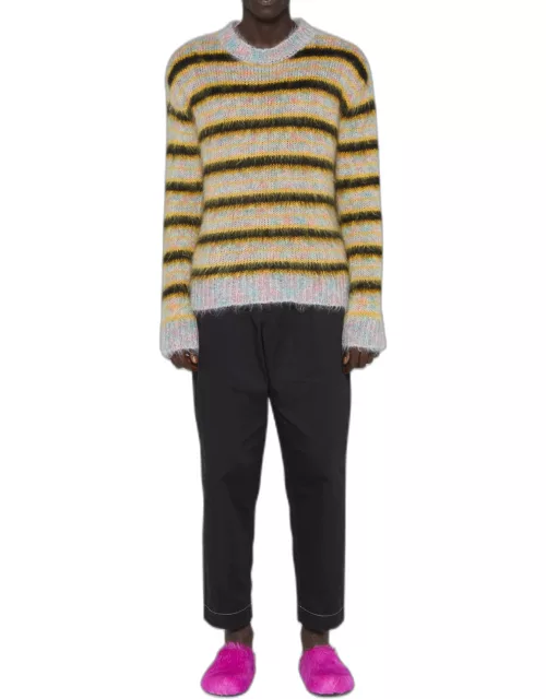 Men's Striped Mohair Sweater