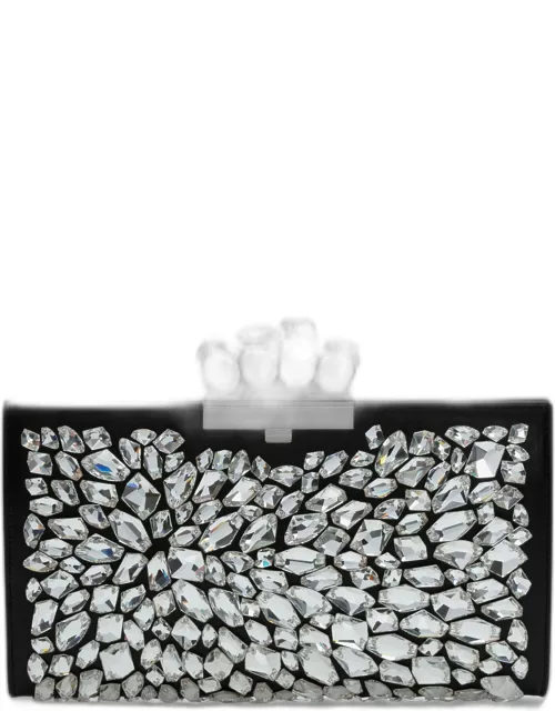 Four Ring Crystal Flat Pouch Clutch Bag