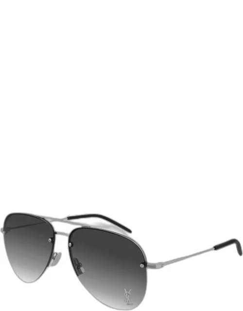 YSL Semi-Rimless Metal Aviator Sunglasse