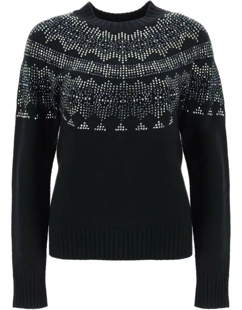 Max Mara osmio Wool And Cashmere Fair-isle Sweater With Crystal