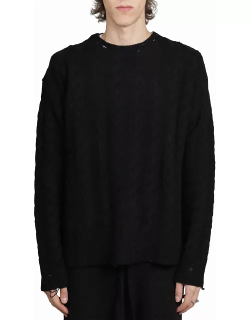 Laneus Black Braided Sweater