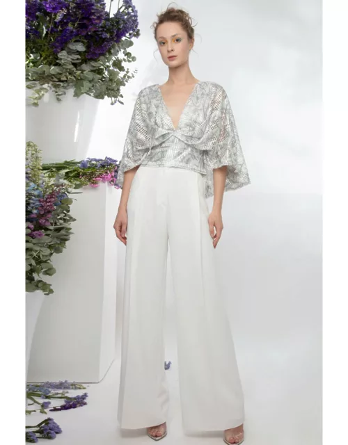 Gemy Maalouf Back Cape-Like Top and Flared Pant