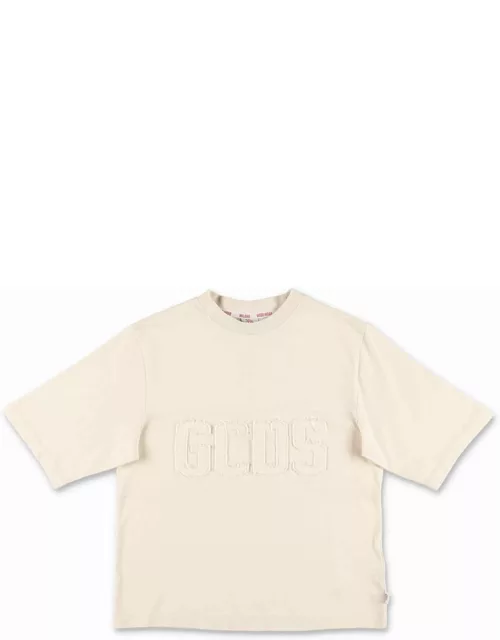 GCDS Mini Gcds T-shirt Beige In Cotone