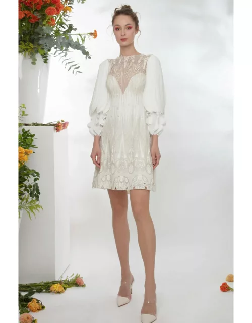 Gemy Maalouf Fully Embroidered Short Dres