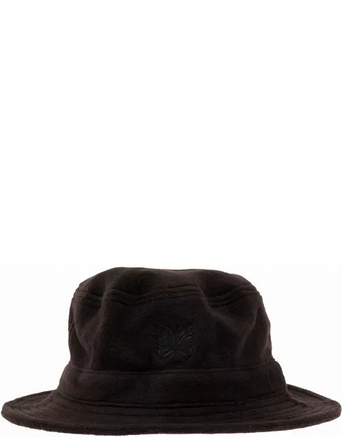 Black Bucket Hat With Embroidery Man Needle