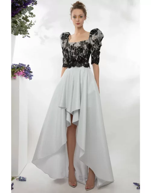 Gemy Maalouf Lace Corset-Like Top and Long Skirt