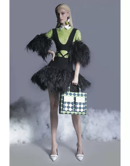 Georges Hobeika Feathered Stretch Shirt and Short Dres