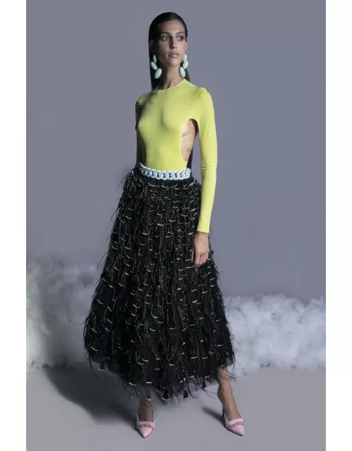 Georges Hobeika Long Sleeve Top and Beaded Tulle Skirt