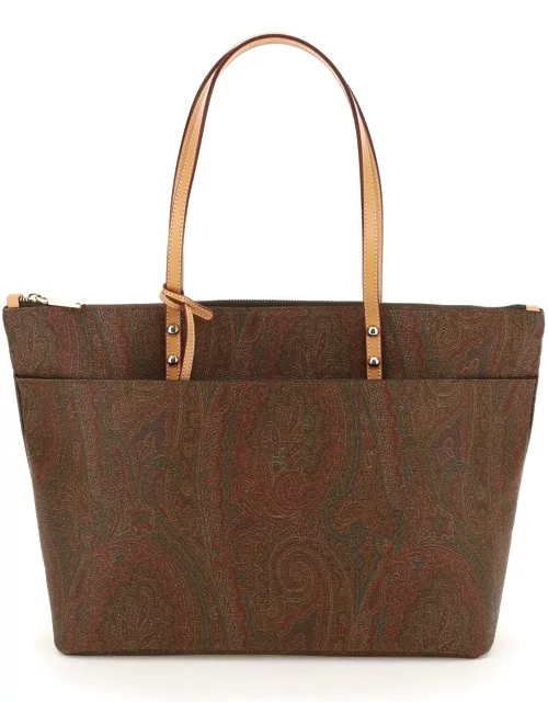 Etro Paisley Mini Shopping Bag With Leather Detail