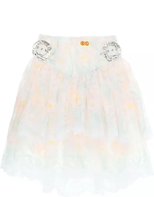 Chopova Lowena Tiered Lace Skirt With Buckle