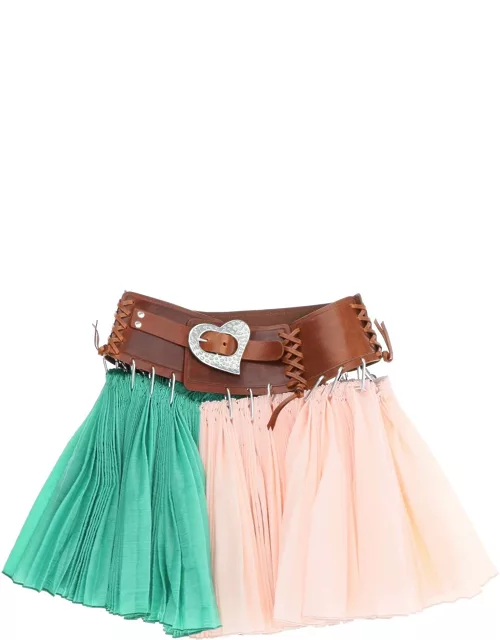 Chopova Lowena Pleated Mini Skirt With Belt