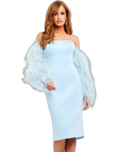 Jovani Feather Sleeve Fitted Dres