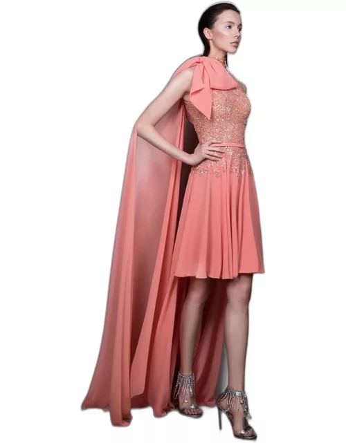 Ziad Nakad Draped One Shoulder Cocktail Dres