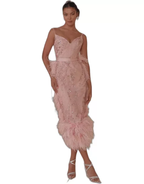 Mark Bumgarner Lace Dress with Feather Detail