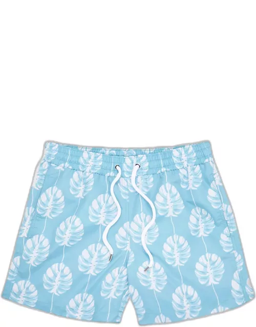 Sport Swim Shorts Botânico Leaf Print Cool Blue