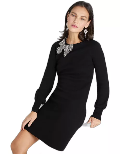 Kate Spade Bow,Rhinestone Sweater Dress, Black