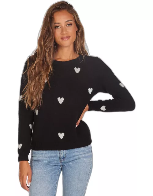 Godric Cashmere Heart Sweater - Black/Heather Grey