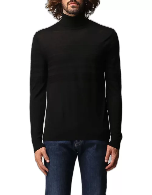 Emporio Armani jumper in virgin wool with embroidered logo and inlay