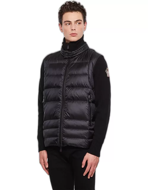 Moncler Grenoble WOOL AND NYLON PADDED CARDIGAN