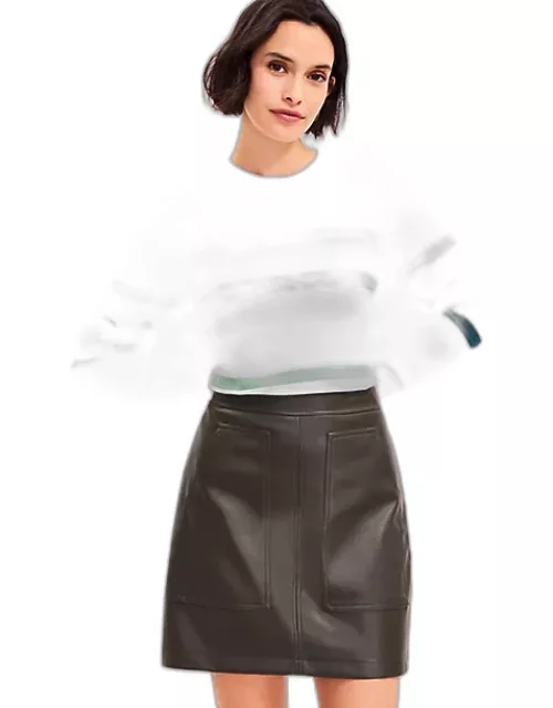 Loft Petite Faux Leather Pocket Shift Skirt