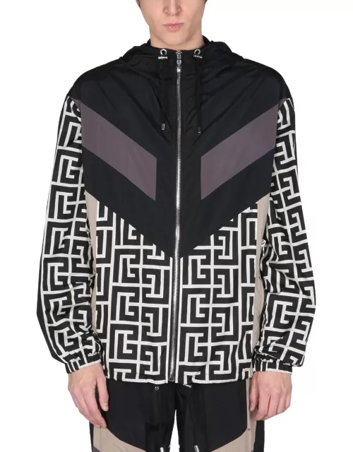 balmain jacket with maxi monogram logo print