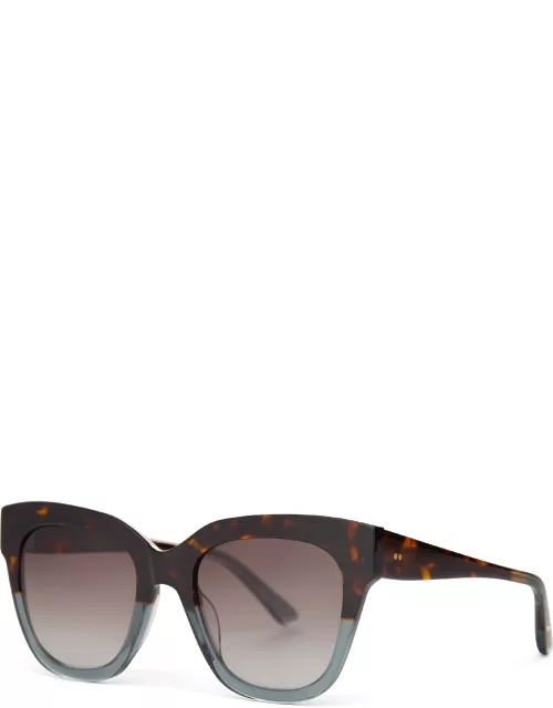 TOMS Women's Sunglasses Multi Sloane Tortoise Ocean Grey Fade Frame And Dark Grey Gradient Lens Sunglas