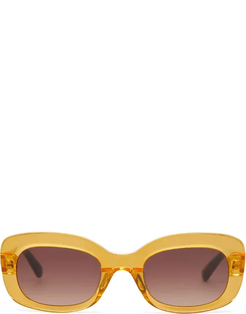 TOMS Women's Sunglasses Yellow Jules Honeycomb Crystal Frame And Brown Gradient Lens Sunglas