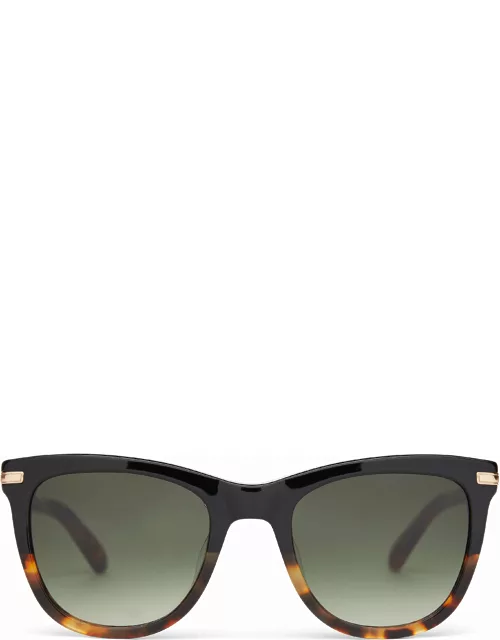 TOMS Women's Sunglasses Multi Victoria Black Tort Fade-Gold Frame And Deep Olive Gradient Lens Sunglas