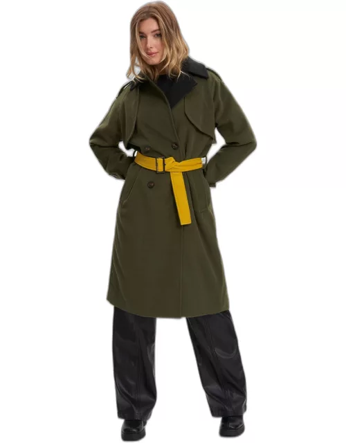 Malia Women&#39;s Double Breasted Color Blocked Trench Coat