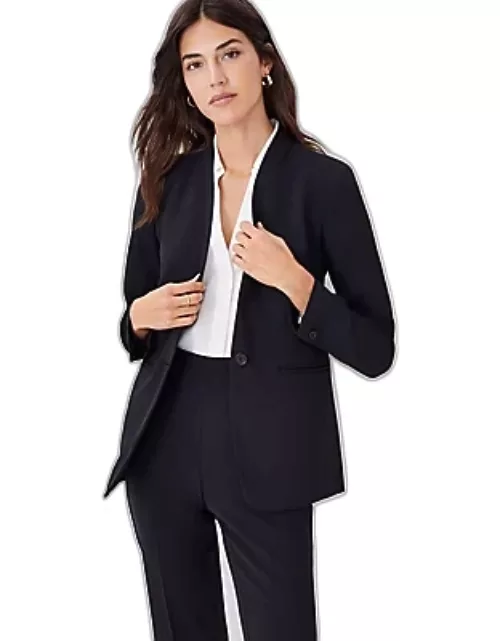 Ann Taylor The Long Collarless Blazer in Fluid Crepe