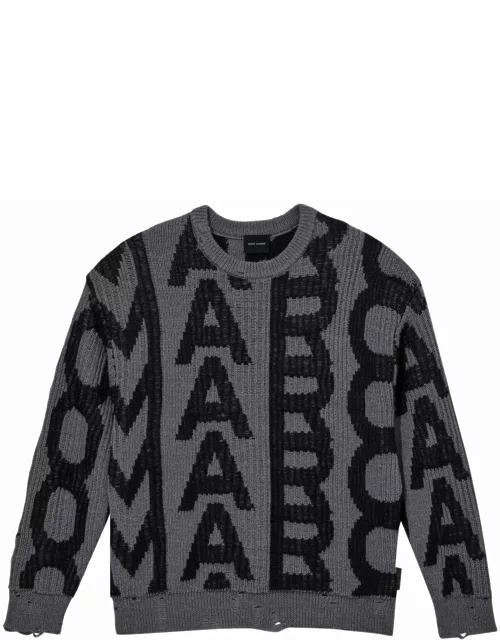 MARC JACOBS WOMEN Monogram Distressed Sweater Black/Charcoa