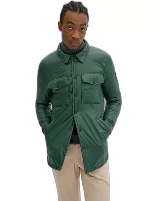 Ross Men&#39;s Overshirt Style Jacket With Bellow Patch Snap Flap Pockets Front Closure