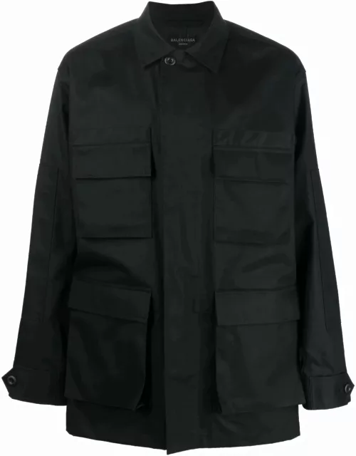 BALENCIAGA Multi Pocket Cargo Shirt Jacket Black