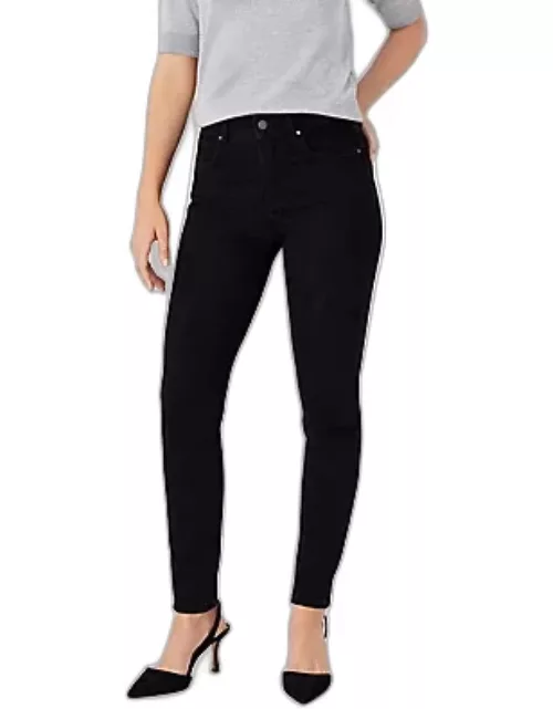 Ann Taylor Mid Rise Skinny Jeans in Jet Black Wash - Curvy Fit
