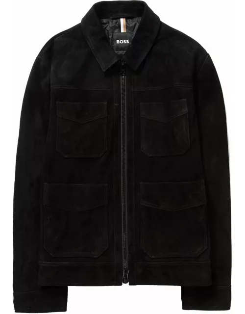 BOSS Marbun Suede Leather Jacket Black