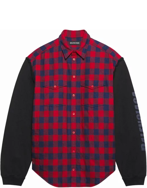BALENCIAGA Patched Chequered Sleeve Shirt
