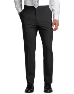 JoS. A. Bank Men's Traveler Collection Tailored Fit Flat Front Dress Pants, Charcoa