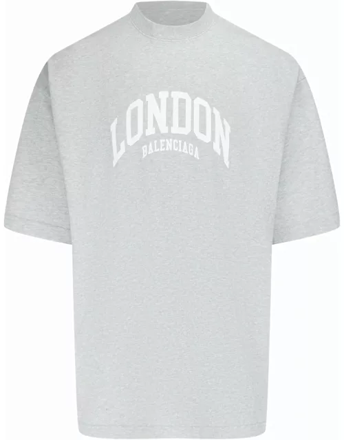 BALENCIAGA UNISEX Medium Fit T-Shirt Heather Grey/White