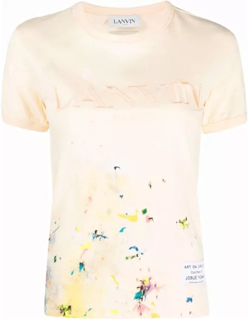 LANVIN X GALLERY DEPT. Short Sleeve Embroidered T-Shirt Pink