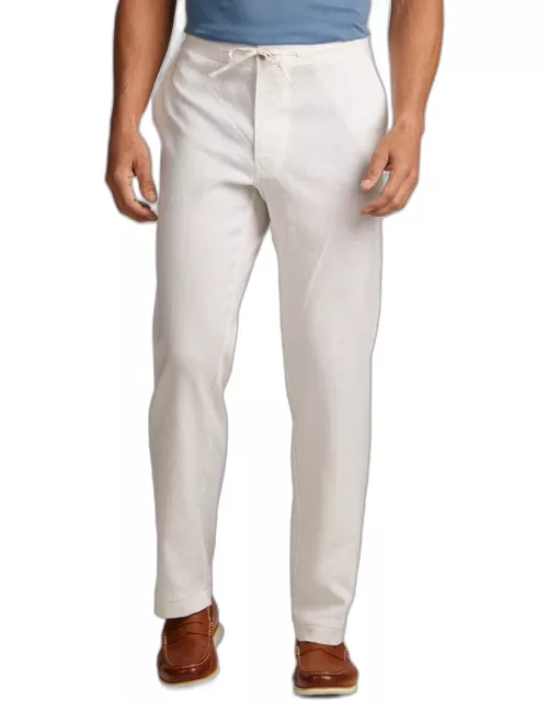 JoS. A. Bank Men's Reserve Collection Tailored Fit Flat Front Linen Blend Pants, Ivory